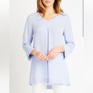 Tyler Boe Periwinkle Silk Tunic Blouse Georgette Megebe Womens Size Medium